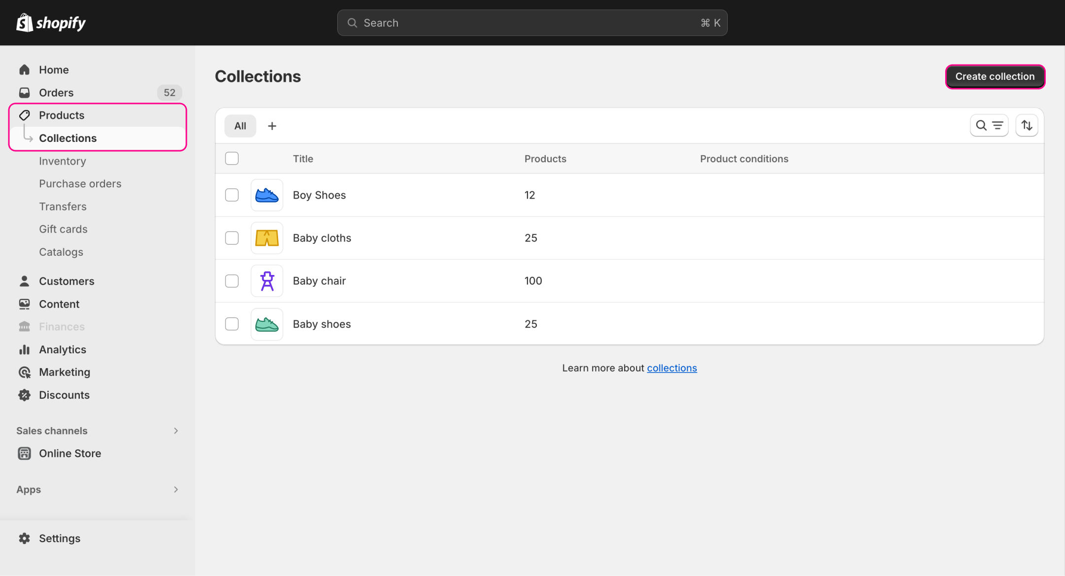 creando nueva colección