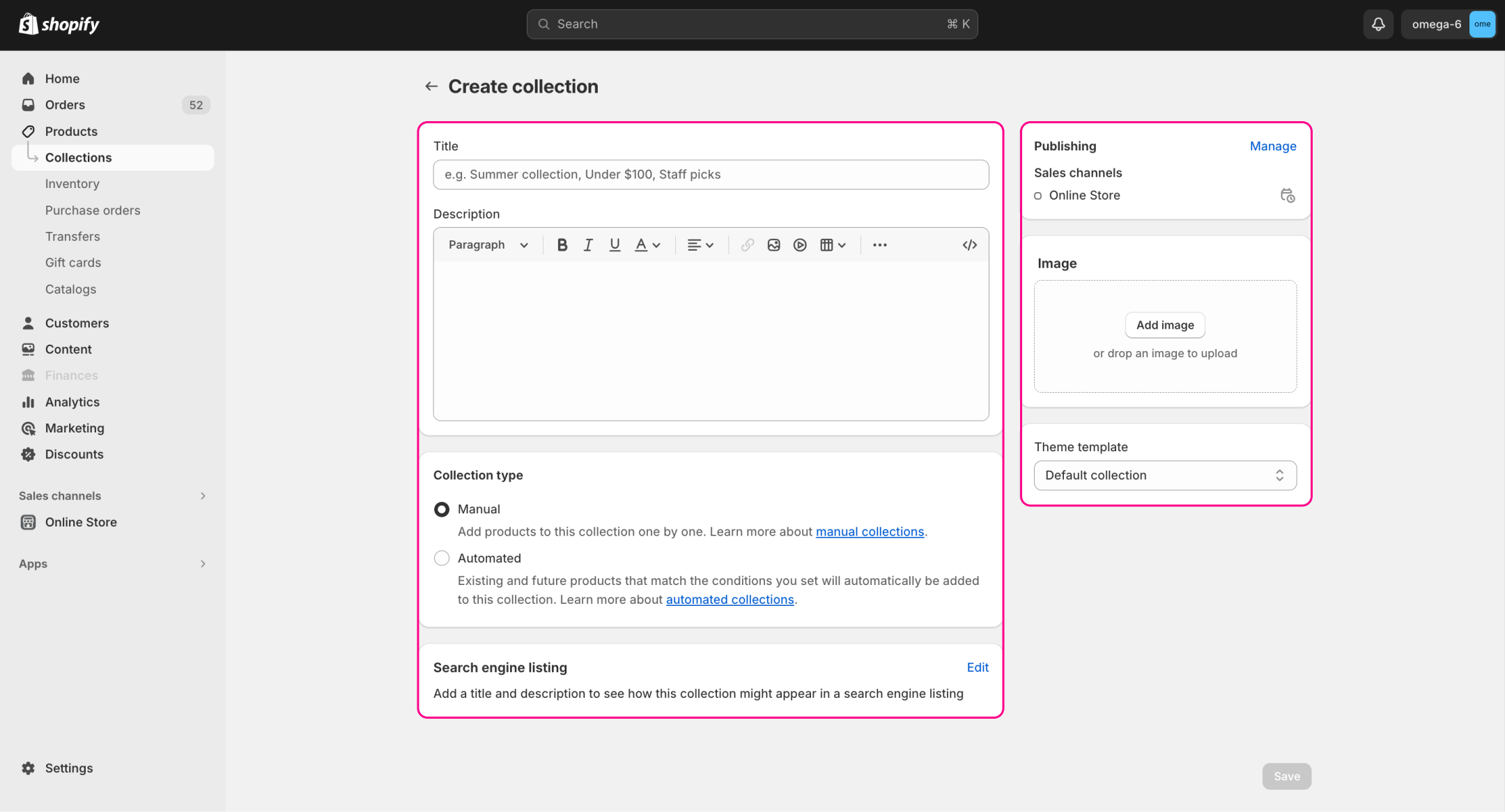 cómo crear colecciones