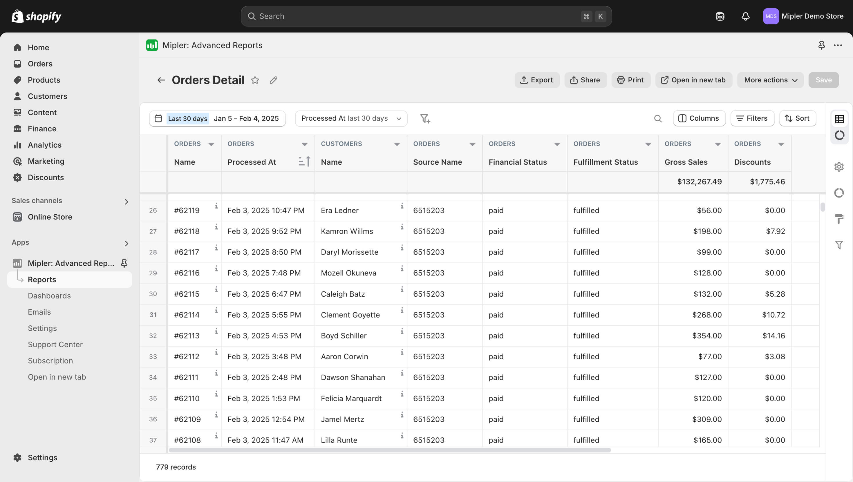 Relatório de Detalhes de Pedidos