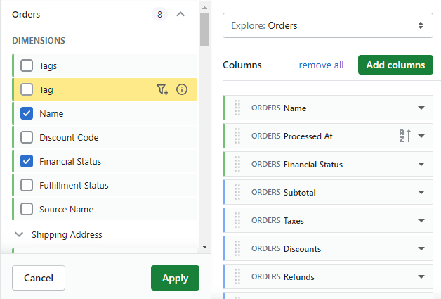 shopify orders details