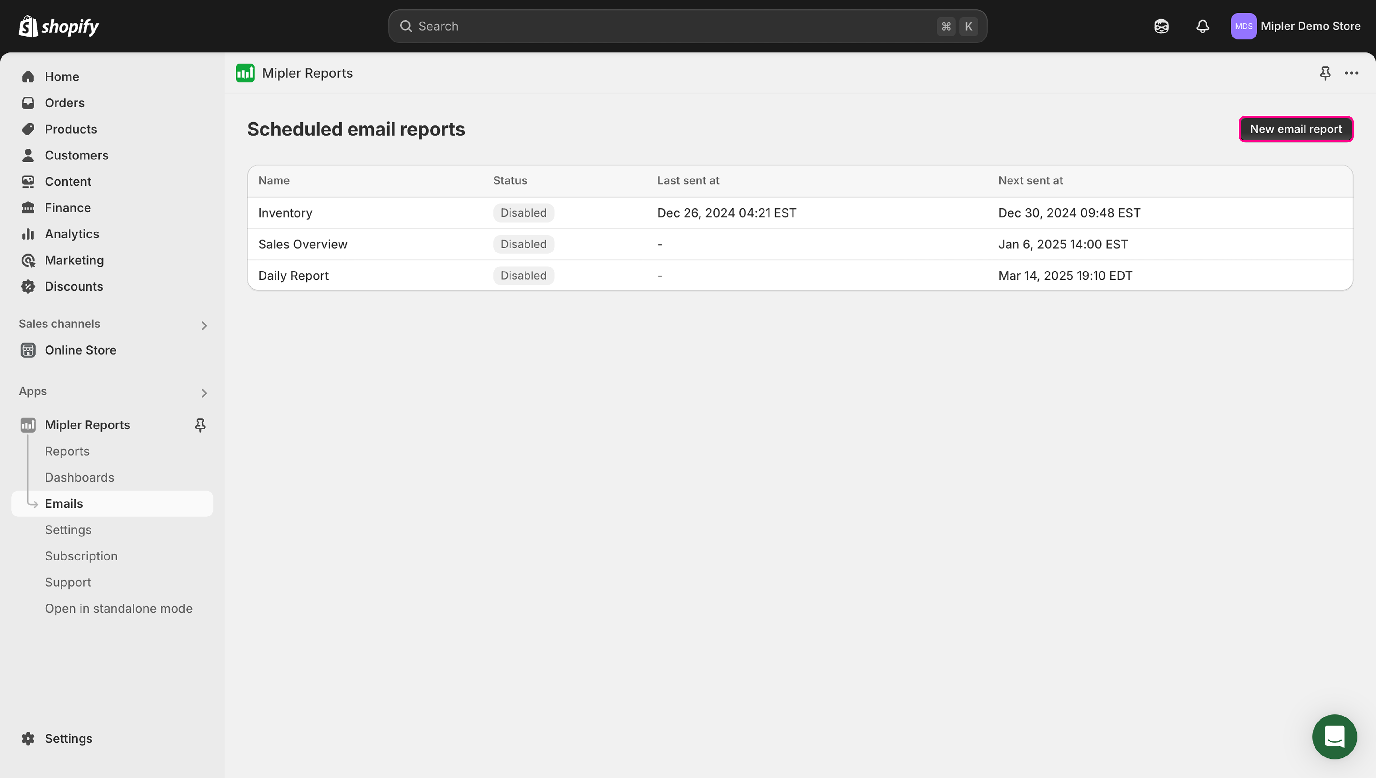 Schaltfläche Bericht planen