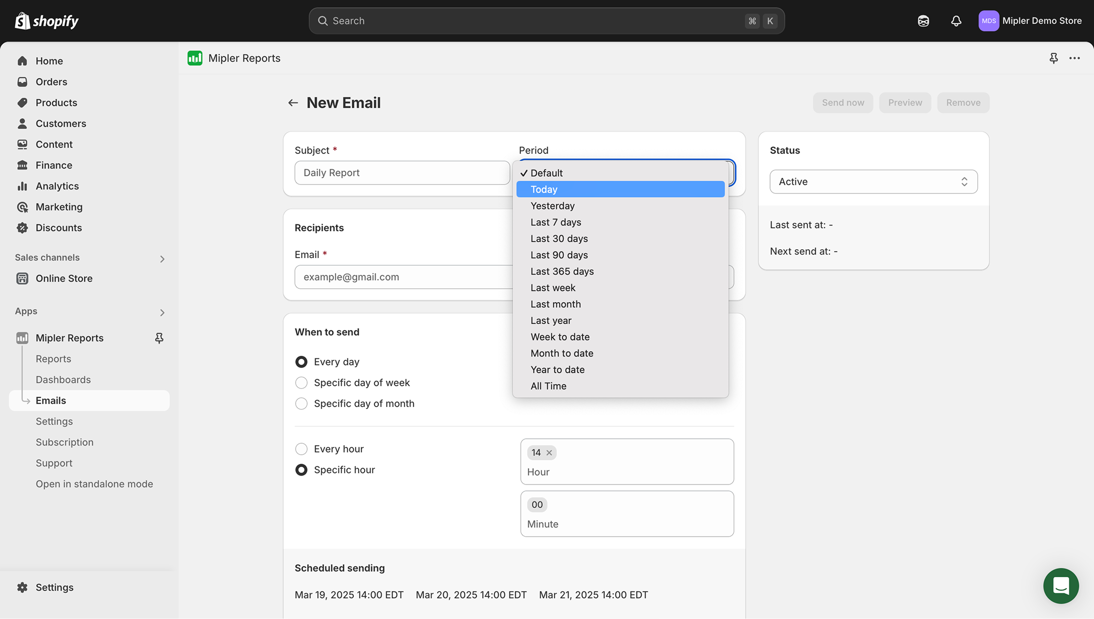 Salvar relatório agendado
