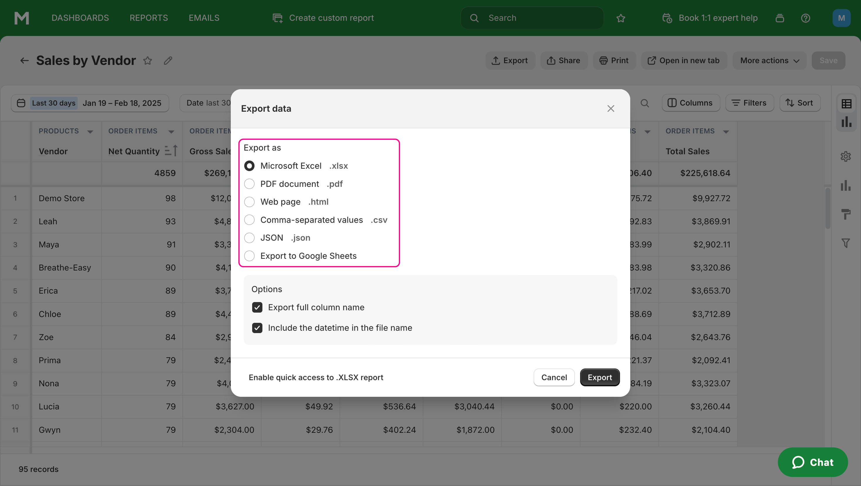Sélectionnez l'une des extensions de fichier nécessaires