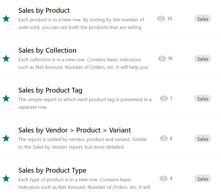 shopify sales by vendor