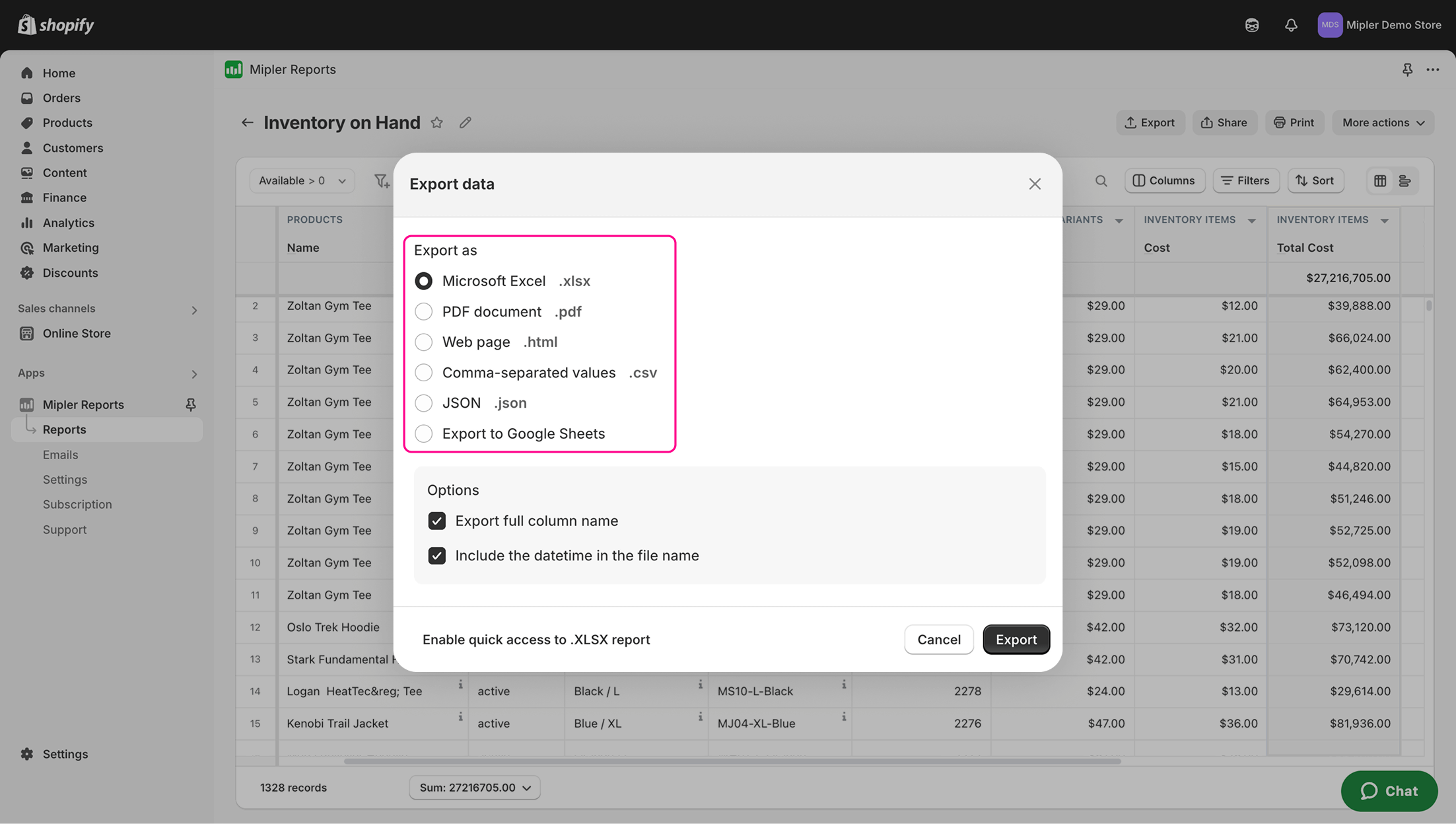 Дані експорту на руках