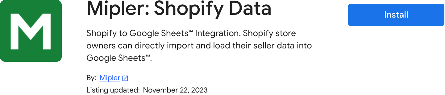 Integrate Google Sheets and Shopify Mipler Reports