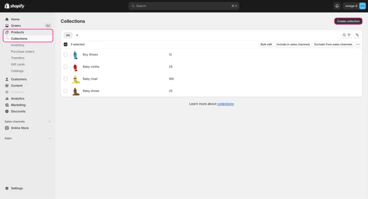 how to create collections