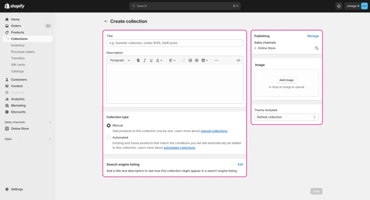 how to create collections