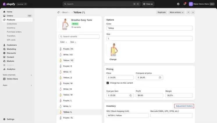 How to view inventory history step 2