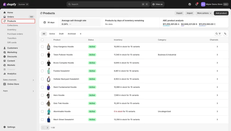 How to view inventory history step 1