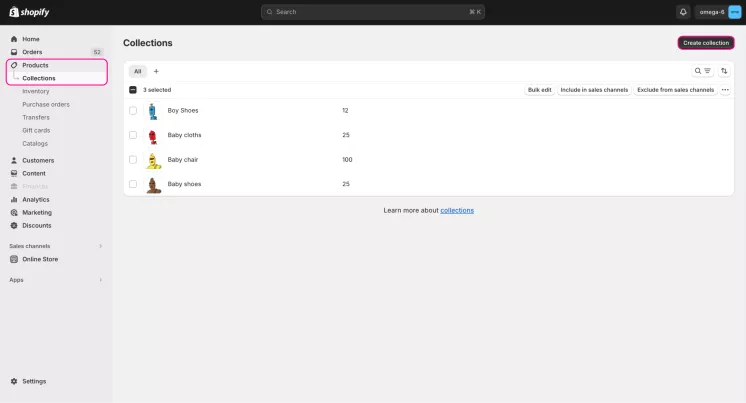 how to create collections