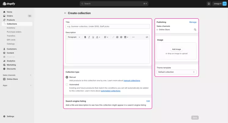 how to create collections