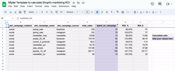 ROI by all utm parameters