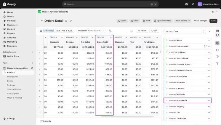 Add Gross Profit column to the Report