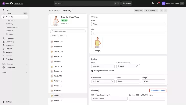 How to view inventory history step 2