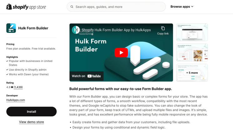 Hulk Form Builder app