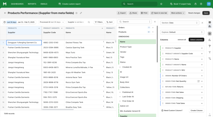Custom reports