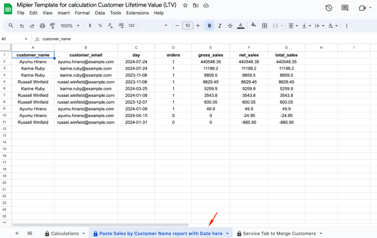 Where to paste a report