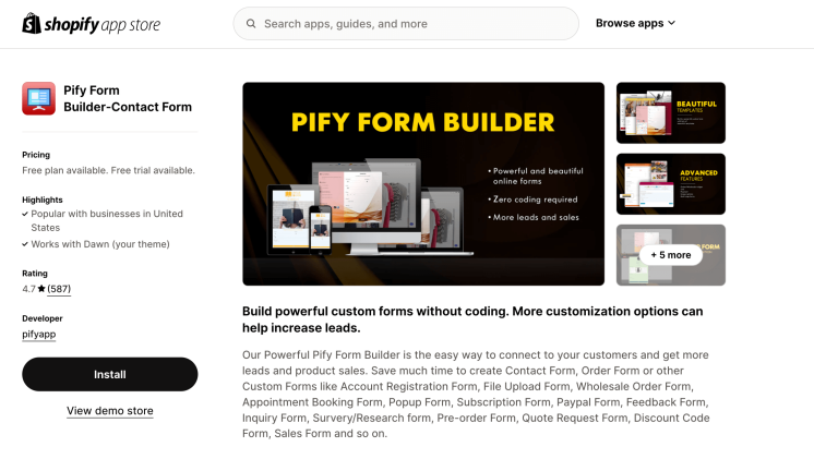 Pify Form Builder app