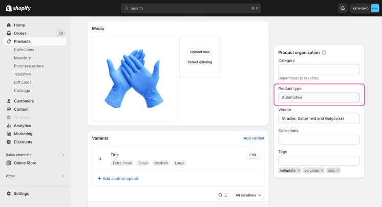 product type field