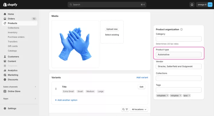 product type field
