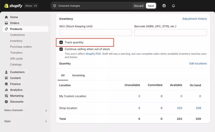 Shopify Variant Inventory Policy