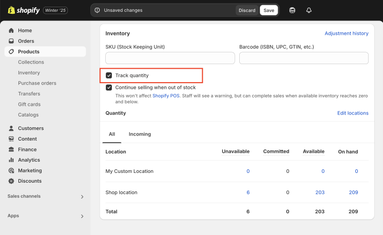 Shopify Variant Inventory Policy