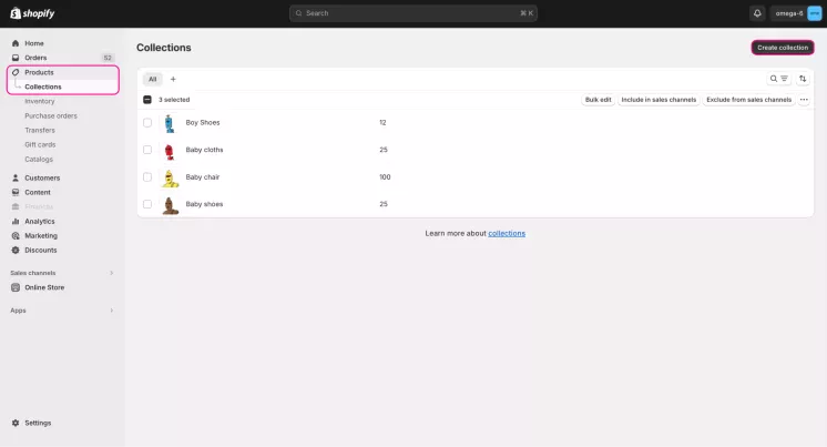 how to create collections