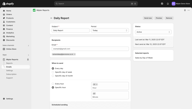 Scheduled report