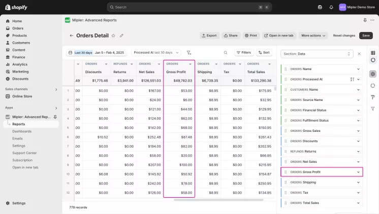 Add Gross Profit column to the Report