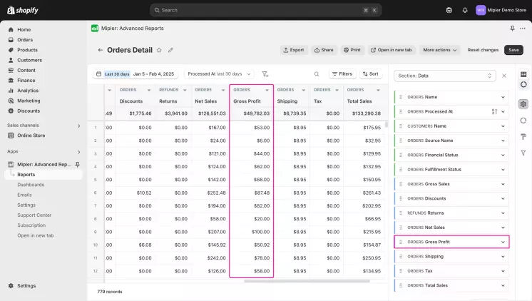Add Gross Profit column to the Report