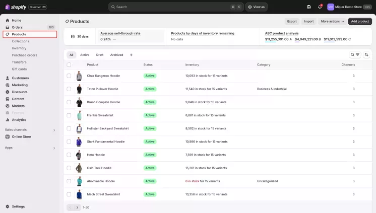How to view inventory history step 1