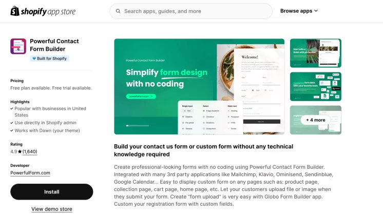 Powerful Contact Form Builder app