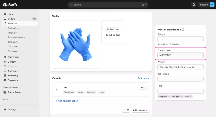 product type field