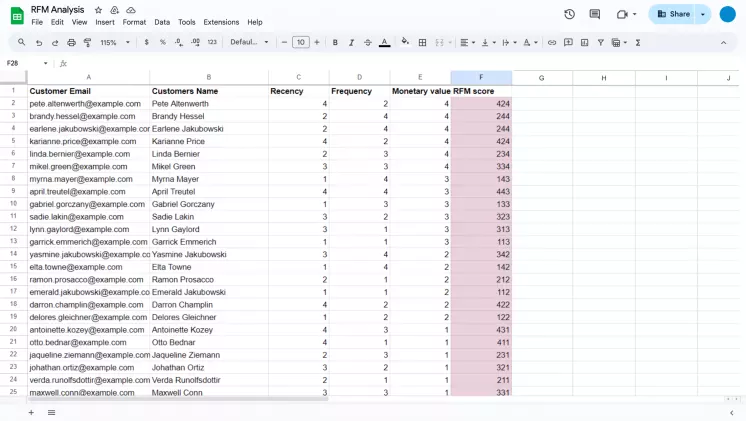 shopify rfm step 3.2