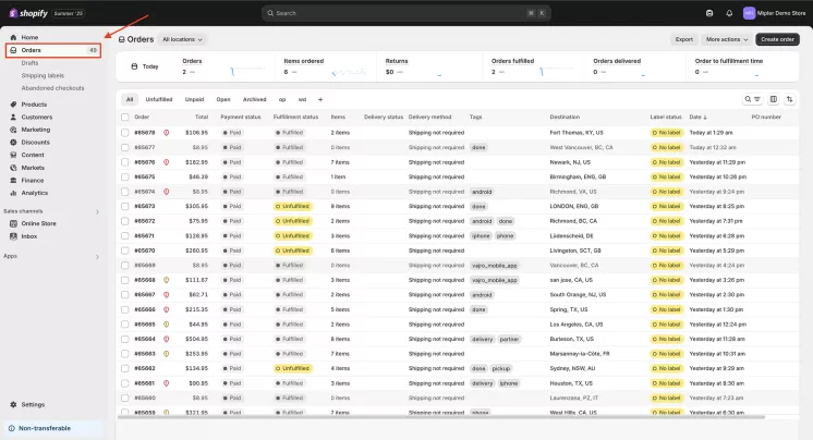 How to Unfulfill Order step 1