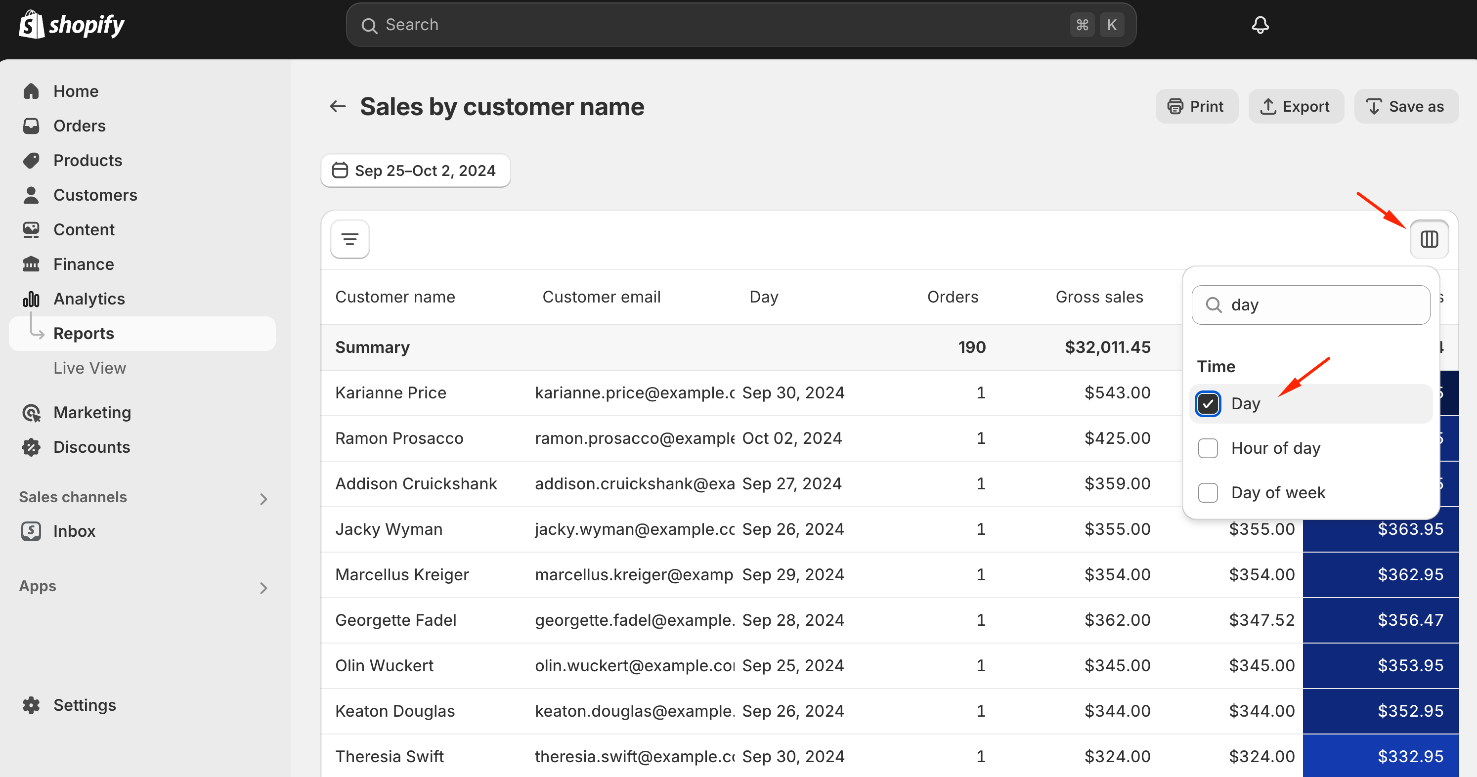 Locatie van de Dag kolom