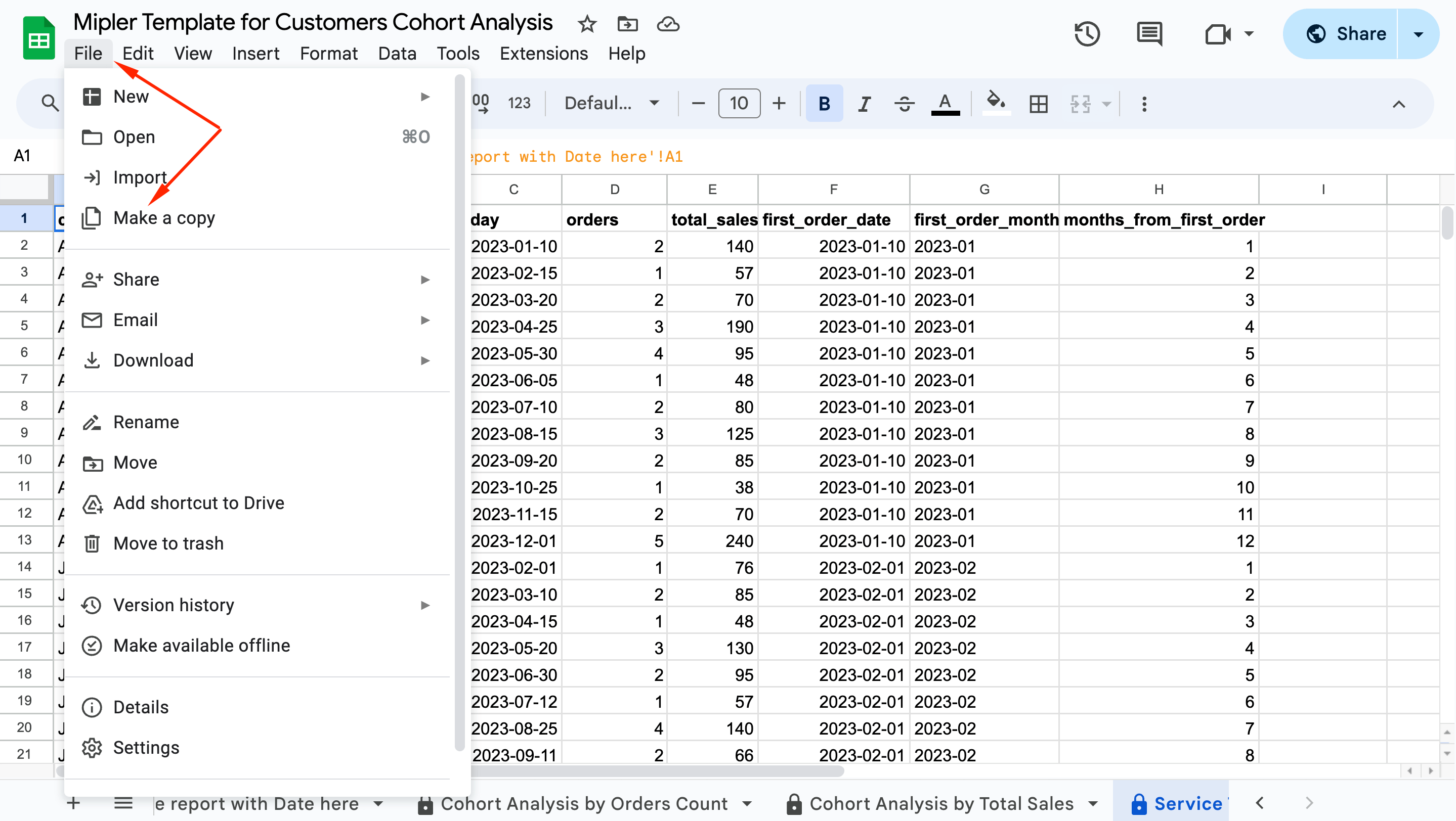 Hoe een kopie van de sjabloon te maken