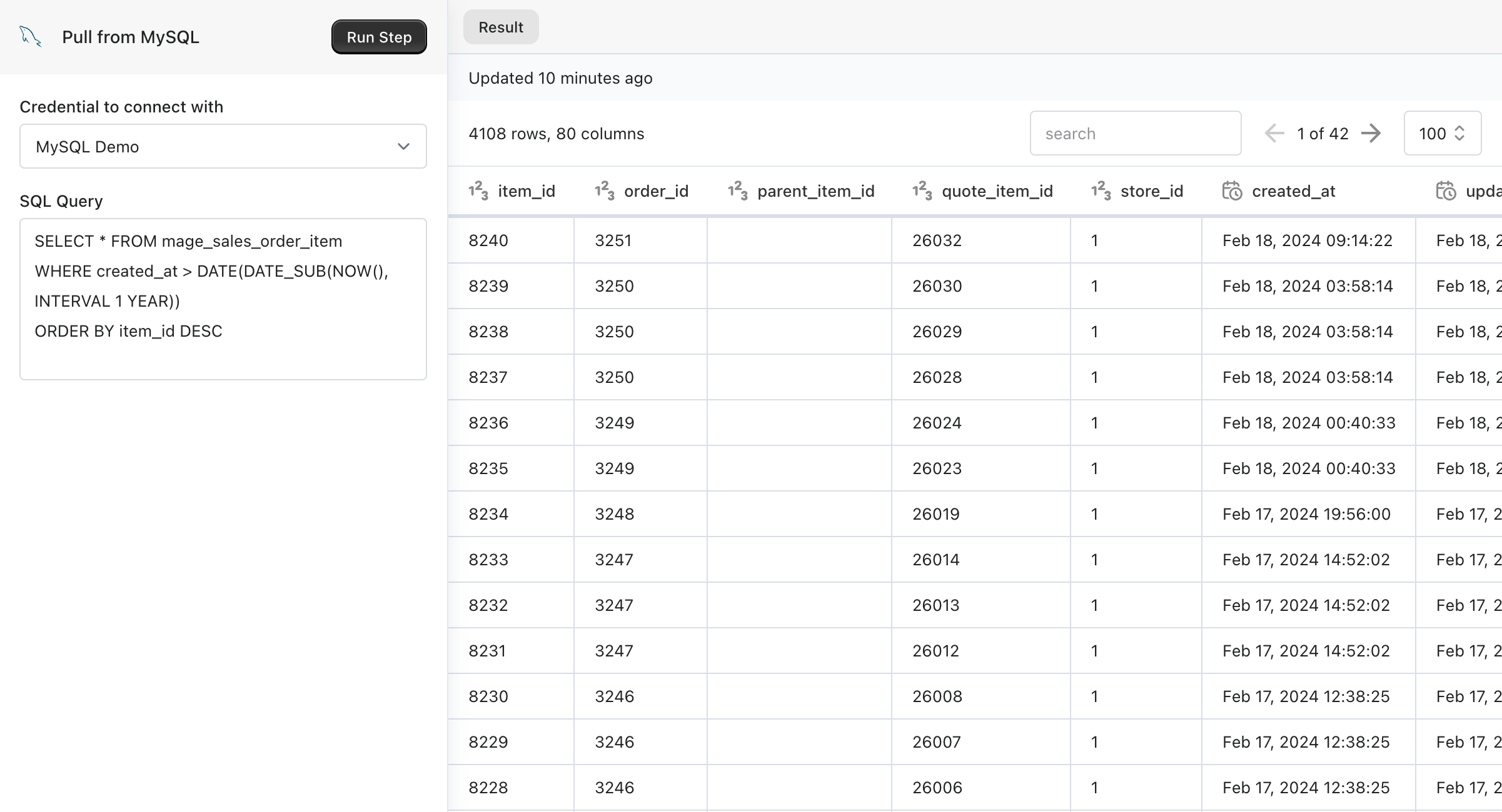 extract data from mysql